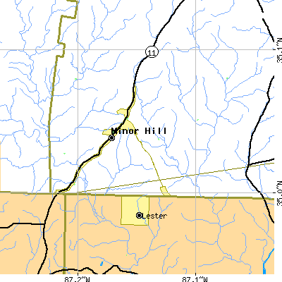Zip code 38473 close-up map