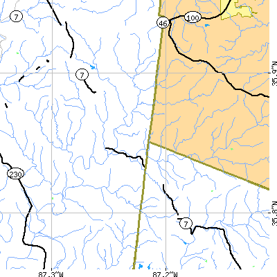 Zip code 38476 close-up map