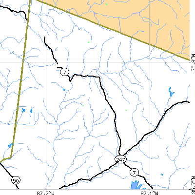 Zip code 38482 close-up map
