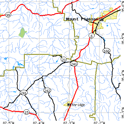 Zip code 38483 close-up map