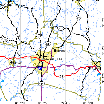 Zip code 38506 close-up map