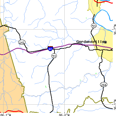 Zip code 38547 close-up map