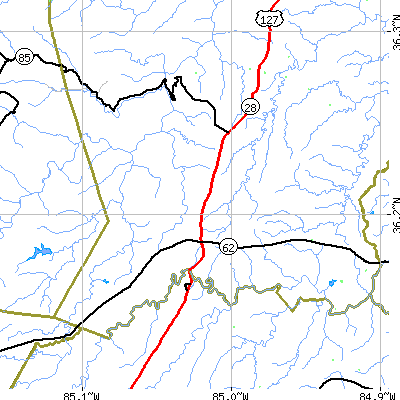 Zip code 38553 close-up map