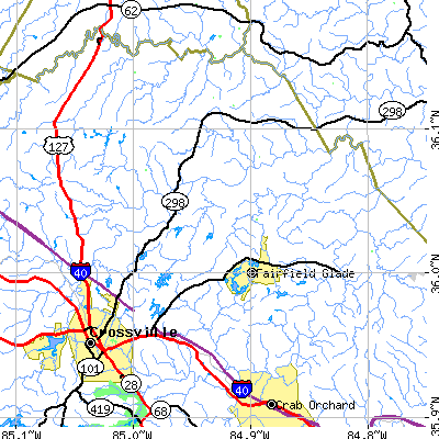 Zip code 38558 close-up map