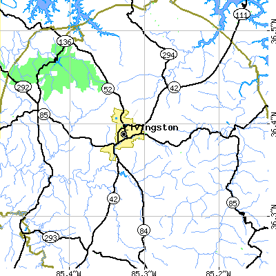 Zip code 38570 close-up map