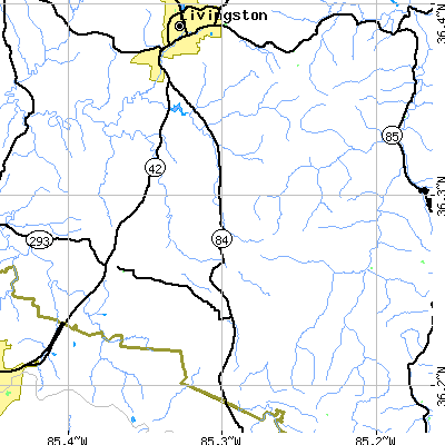 Zip code 38580 close-up map