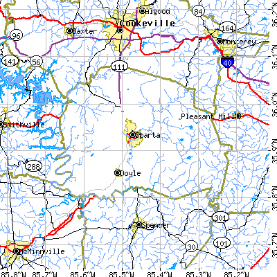 Zip code 38583 close-up map