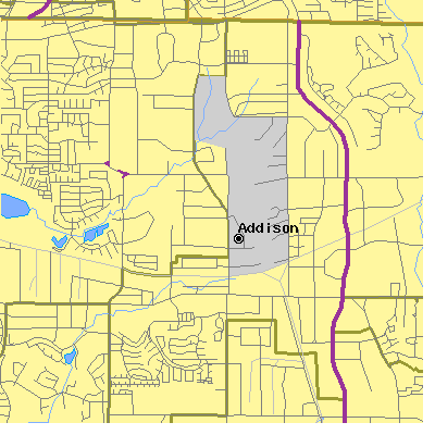 Zip code 75001 close-up map