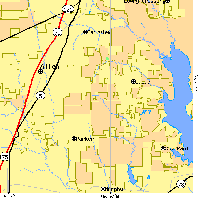 Zip code 75002 close-up map