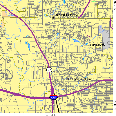 Zip code 75006 close-up map