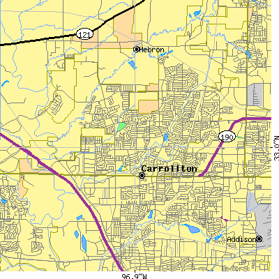 Zip code 75007 close-up map