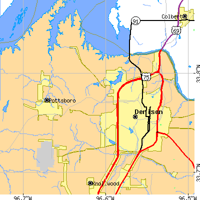 Zip code 75020 close-up map