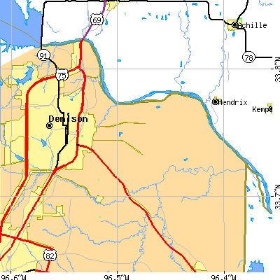 Zip code 75021 close-up map