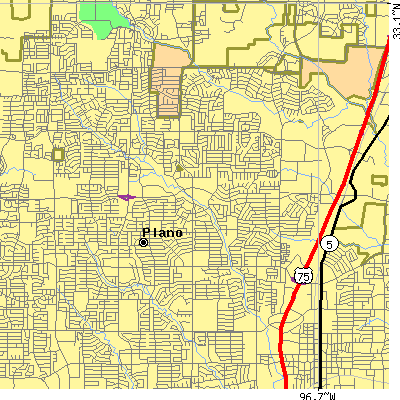 Zip code 75023 close-up map