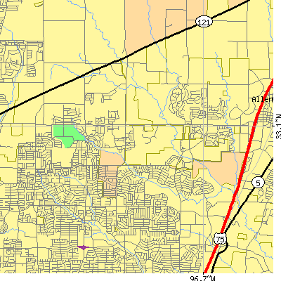 Zip code 75025 close-up map