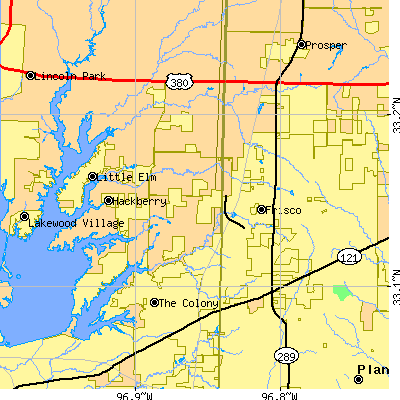 Zip code 75034 close-up map