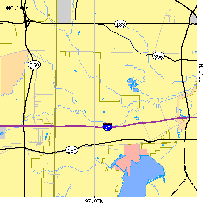 Zip code 75050 close-up map