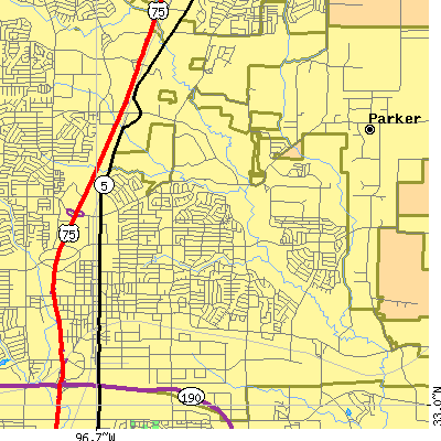 Zip code 75074 close-up map