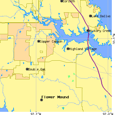 Zip code 75077 close-up map