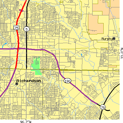 Zip code 75082 close-up map