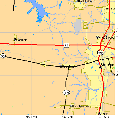 Zip code 75092 close-up map