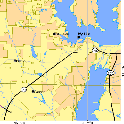 Zip code 75098 close-up map