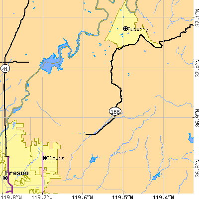 Zip code 93611 close-up map