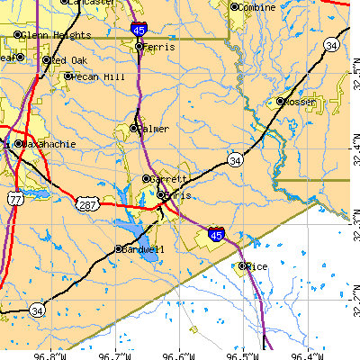 Zip code 75119 close-up map