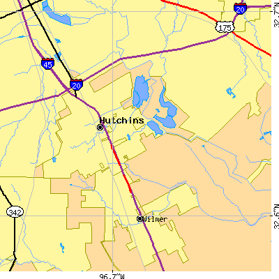 Zip code 75141 close-up map