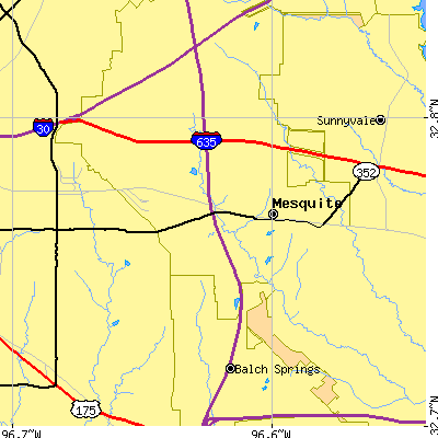 Zip code 75149 close-up map