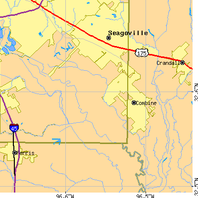 Zip code 75159 close-up map