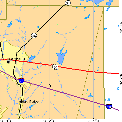 Zip code 75161 close-up map