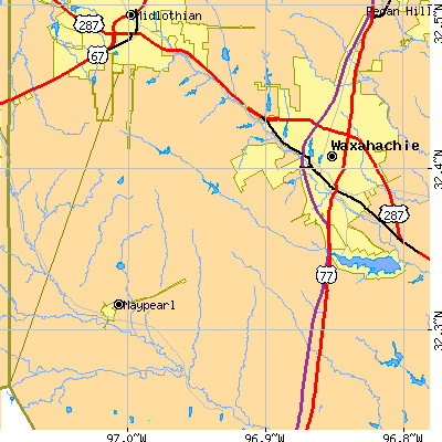 Zip code 75167 close-up map