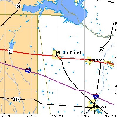 Zip code 75169 close-up map