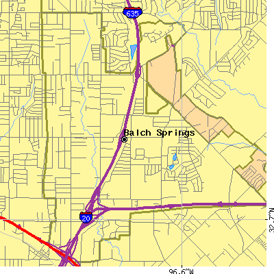 Zip code 75180 close-up map