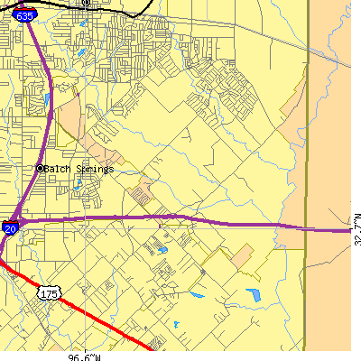Zip code 75181 close-up map