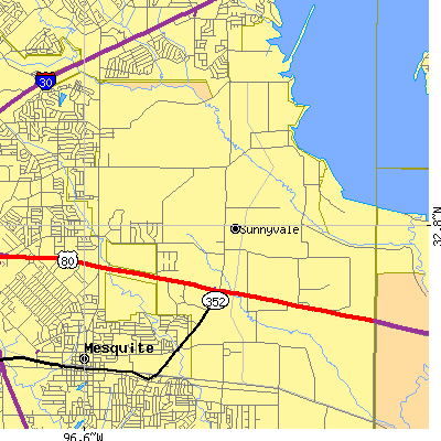 Zip code 75182 close-up map