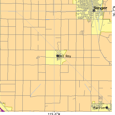 Zip code 93616 close-up map