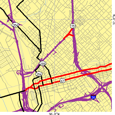 Zip code 75201 close-up map