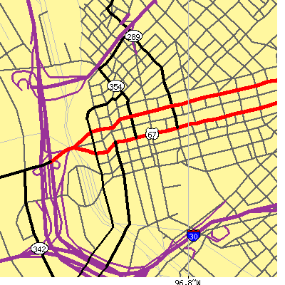 Zip code 75202 close-up map