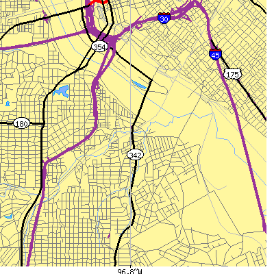 Zip code 75203 close-up map