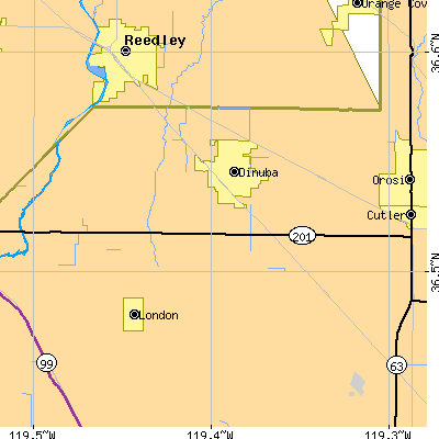 Zip code 93618 close-up map