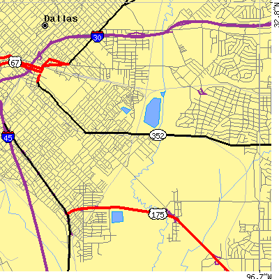 Zip code 75210 close-up map
