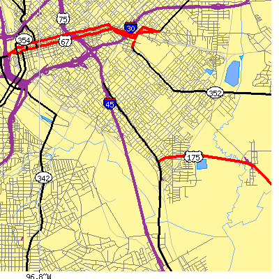 Zip code 75215 close-up map