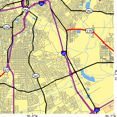 Zip code 75216 close-up map