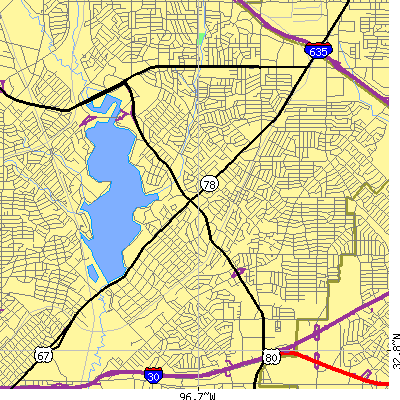 Zip code 75218 close-up map