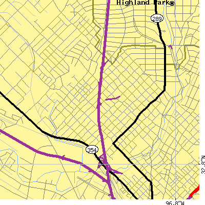 Zip code 75219 close-up map