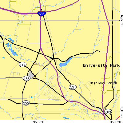 Zip code 75220 close-up map