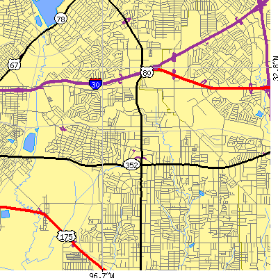 Zip code 75227 close-up map