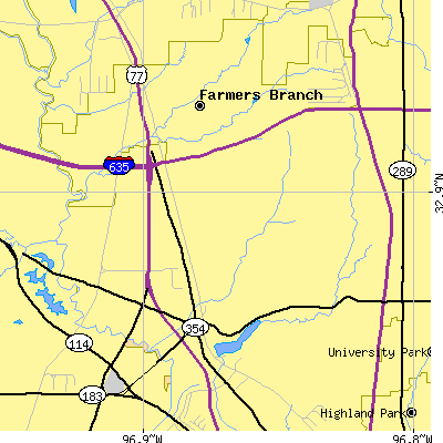 Zip code 75229 close-up map